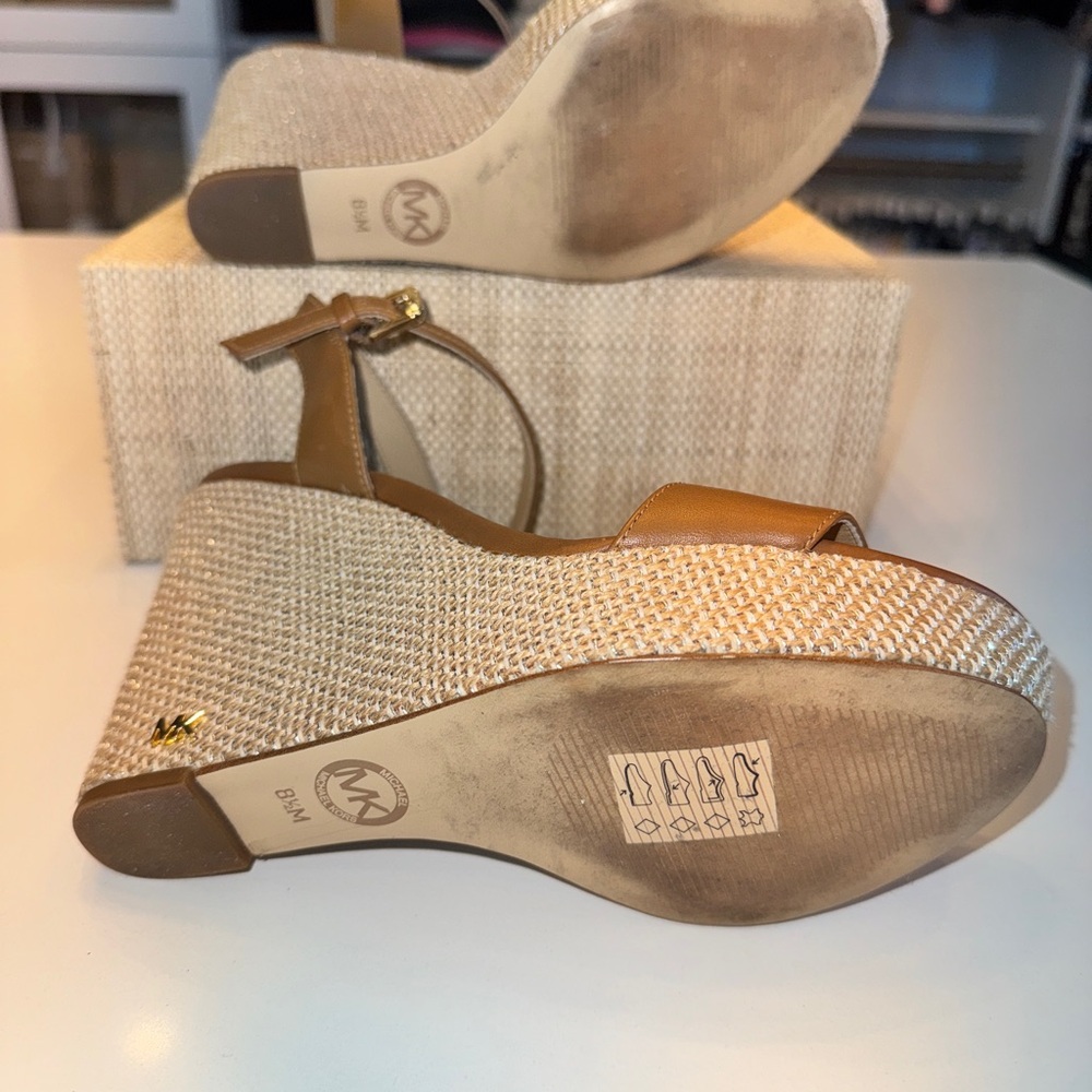 Michael Kors Camel and Cream Wedge Sandals - Picture 6 of 10